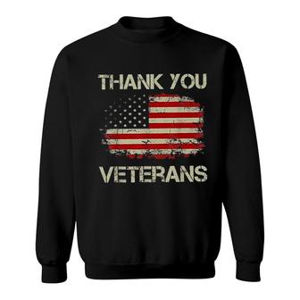 American Flag Thank You Veterans Proud 2022 Gift Sweatshirt - Seseable