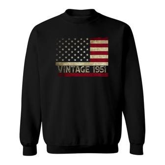 American Flag Vintage 1951 70Th Birthday Gifts 4Th Of July Sweatshirt - Seseable