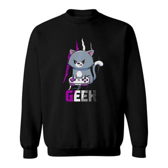 Asexual Geek Nerd Pride Lgbt Video Game Lovers Gift Cat  Sweatshirt