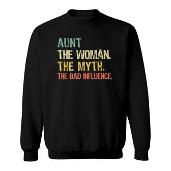 Aunt The Woman Myth Bad Influence Retro Gift Mothers Day Sweatshirt - Seseable