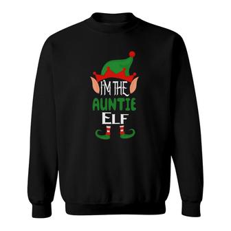 Auntie Elf Costume Funny Matching Group Family Christmas Pjs Sweatshirt - Seseable