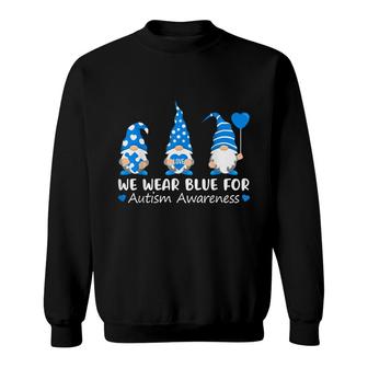 Autism Awareness Gnome In April We Wear Blue Ribbon Puzzle Sweatshirt - Seseable
