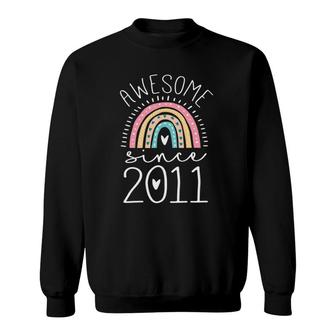 Awesome Since 2011 11Th Birthday Rainbow Gifts Born In 2011 Gift Sweatshirt | Mazezy