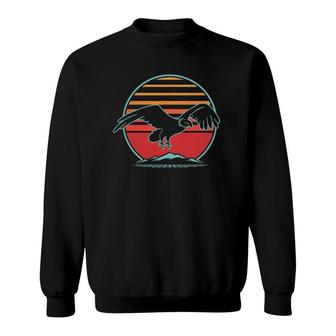 Bald Eagle Retro Vintage 80S Style Birding Gift Sweatshirt - Seseable