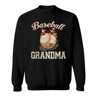 Baseball Grandma Leopard Ball Funny Mothers Day Sweatshirt - Seseable
