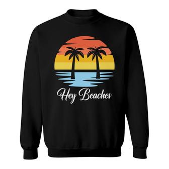 Beach Retro Sunset Summer Enistle Hey Beaches Sweatshirt | Seseable FR