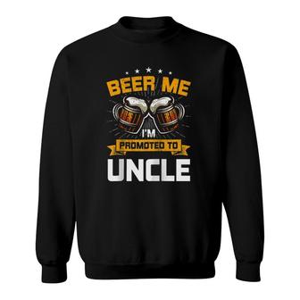 Beer Me Im Promoted To Uncle Gender Reveal Party Raglan Baseball Tee Sweatshirt - Seseable
