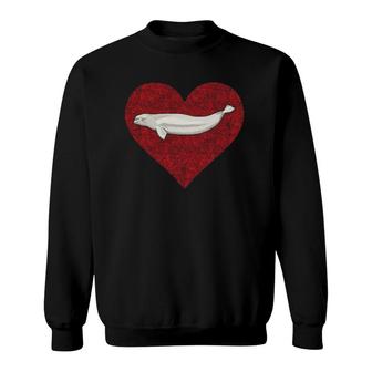 Beluga Whale Valentines Day Love Fingerprint Sweatshirt | Mazezy