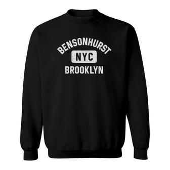 Bensonhurst Brooklyn Nyc Gym Style Distressed White Print Sweatshirt - Seseable