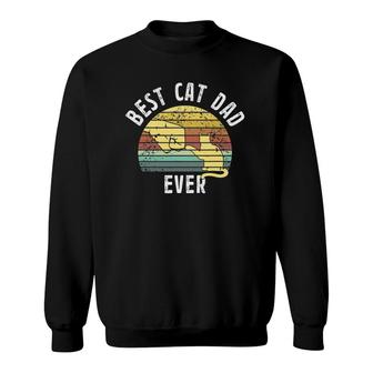 Best Cat Dad Ever Fathers Day Retro Sun Cats Lovers Sweatshirt - Seseable