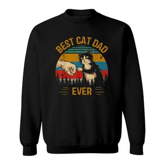 Best Cat Dad Ever Paw Fist Bump Fit Vintage Retro Gift Daddy Sweatshirt - Seseable
