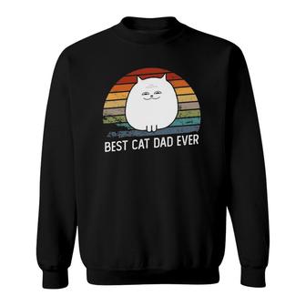 Best Cat Dad Ever Vintage Retro Funny Cat Sweatshirt - Seseable