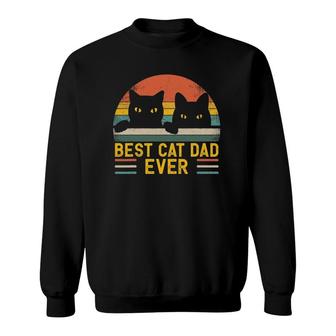 Best Cat Dad Ever Vintage Retro Style Black Cats Lover Sweatshirt - Seseable