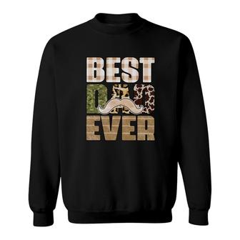 Best Dad Ever Leopard Plaid Funny Beard Fathers Day Sweatshirt - Seseable