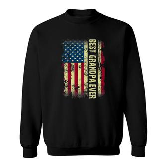 Best Grandpa Ever Vintage American Flag Gift Fathers Day Tee Sweatshirt - Seseable
