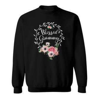 Blessed Grammy For Women Flower Decor Grandma Sweatshirt - Thegiftio UK