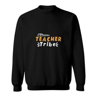 Blessed Teacher Tribe Teacher Orange And White Sweatshirt - Seseable