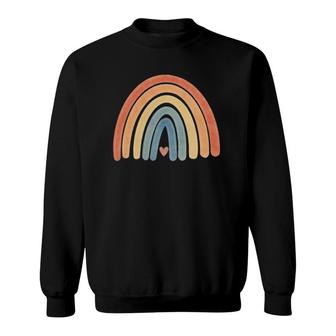 Boho Rainbow Minimal Retro Stripes Earthy Tan Vintage Art Sweatshirt