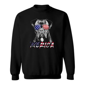 Boxer Dog American Usa Flag Merica 4Th Of July Dog Lover Sweatshirt - Seseable