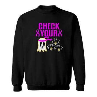 Breast Cancer Awareness Halloween Boo Bees Funny Sweatshirt - Monsterry