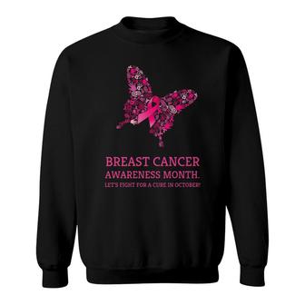 Breast Cancer Awareness October Butterfly Sweatshirt - Monsterry
