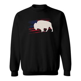 Buffalo Us American Flag Tamaraw 4Th Of July Bison Usa Gift Sweatshirt - Seseable