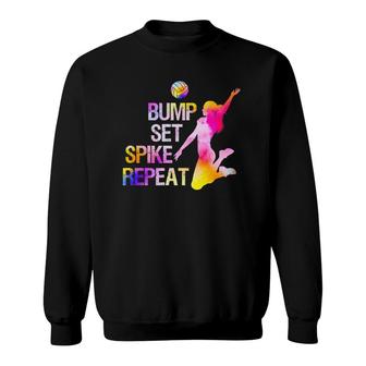 Bump Set Spike Repeat Teen Girls Women Volleyball Sweatshirt | Mazezy