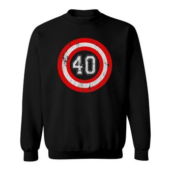 Captain 40 Years Old Birthday Party Funny Shield Sweatshirt - Seseable