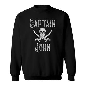Captain John Vintage Personalized First Name Pirate Gift Sweatshirt - Seseable