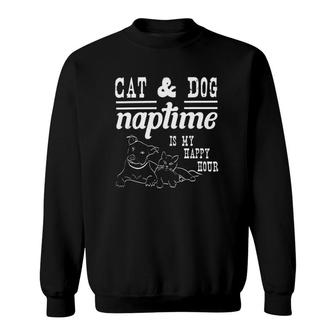 Cat And Dog Naptime Is My Happy Hour Classic Sweatshirt | Mazezy