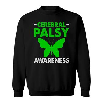 Cerebral Palsy Awareness Palsy Related Green Ribbon Butterfly Sweatshirt - Seseable