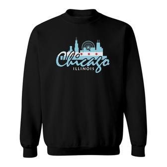 Chicago Skyline Silhouette Il Illinois City Flag Sweatshirt | Mazezy
