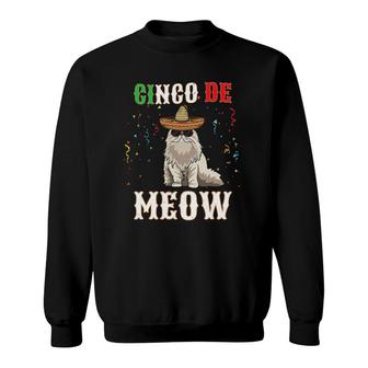 Cinco De Mayo Cat Funny Mexican Jefe Cinco De Meow Sweatshirt - Seseable
