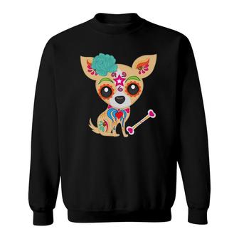 Cinco De Mayo Sugar Skull Chihuahua Sweatshirt - Seseable