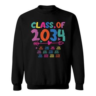 Class Of 2034 Grow With Me Graduation First Day Of School Sweatshirt - Seseable