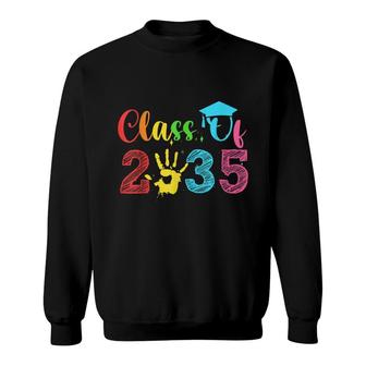 Class Of 2035 Grow With Me Handprint On Back Pre-K Sweatshirt - Thegiftio UK