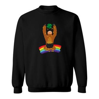 Clover Sloth Rainbow Pot Of Gold St Patricks Day Sweatshirt - Monsterry UK