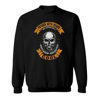 Cool Skull Dad With Beards Tee Happy Fathers Day Outfit Sweatshirt - Seseable