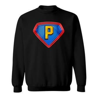 Cool Super P Alphabet Cute Initial Monogram Letter P Graphic Sweatshirt | Mazezy DE