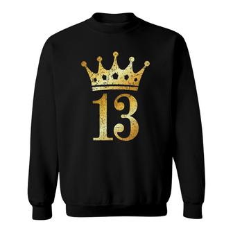 Crown Number 13 Vintage Golden Yellow 13Th Birthday Sweatshirt