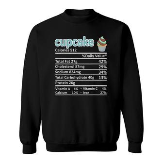 Cupcake Nutrition Food Facts Thanksgiving Funny Christmas Sweatshirt - Seseable