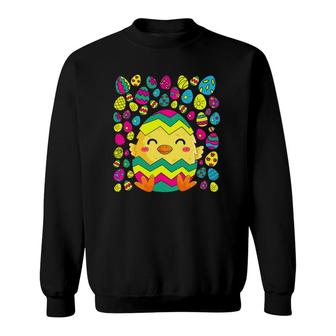 Cute Chicken Easter Colorful Eggs For The Chicken Lover Sweatshirt - Thegiftio UK