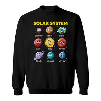 Cute Solar System Funny Planet Faces Space Science Boy Girl Sweatshirt - Seseable