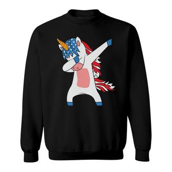 Dabbing Unicorn Party Usa Flag Unicorn Sweatshirt - Seseable