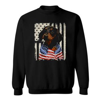 Dachshund Dog American Flag 4Th Of July Patriotic Sweatshirt - Seseable