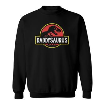 Daddysaurus Dad Husband Fathers Day Gift Matching Dinosaur Raglan Baseball Tee Sweatshirt - Seseable