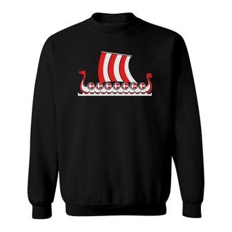 Denmark Viking Ship Gift Danish Flag Dragon Boat Viking Sweatshirt | Mazezy