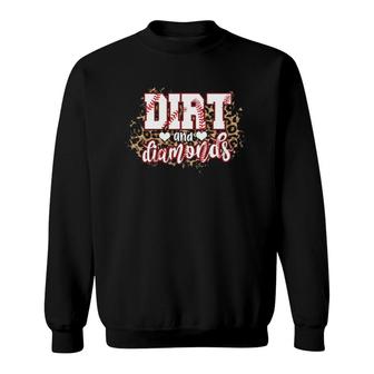 Dirt And Diamonds Funny Baseball Lover Leopard Baseball Sweatshirt - Thegiftio UK