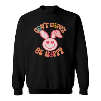 Dont Worry Be Hoppy Easter Bunny Smile Face Heart Eyes Kids Sweatshirt - Thegiftio UK