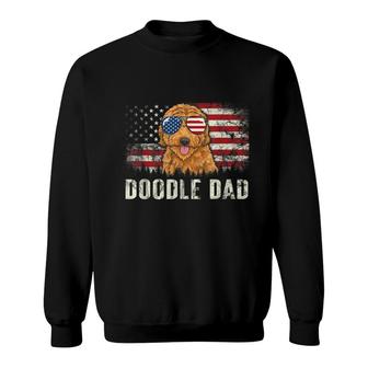 Doodle Dad Goldendoodle American Flag Fathers Day July 4Th Sweatshirt - Seseable